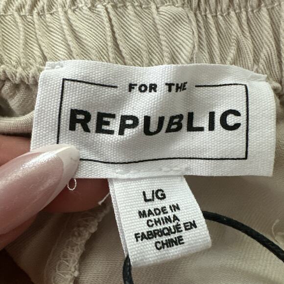 FOR THE REPUBLIC Pants Womens Large Beige Jogger Tencel Lightweight Minimalist - Picture 5 of 12